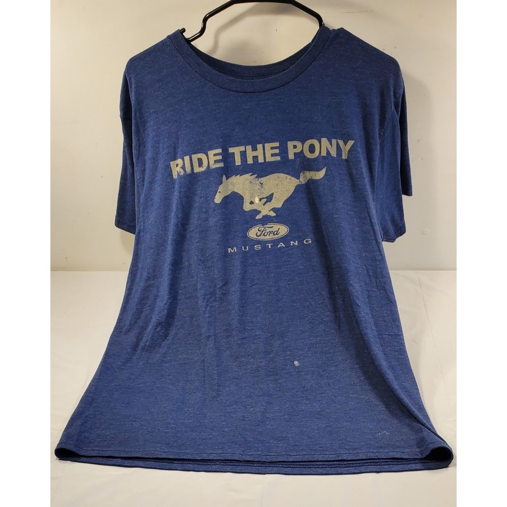 Ford Mustang Men's T Shirt Size Large Ride The Pony ‎ Blue